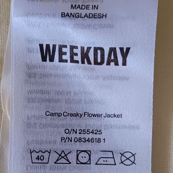 Denim Coat Jacket Women Medium Organic Cotton Zip Front Pockets Cream Floral NWT - Picture 14 of 15